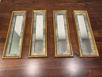Vintage Beautiful Intercraft Mirrors Golden Frames 6x17” Set of 4 Pristine Rare