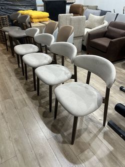 COLAMY Wooden Dining Chairs Set of 4, Modern Fabric Upholstered Kitchen Side Chairs, Farmhouse Dining Room Chair with Foot Pegs, Beige