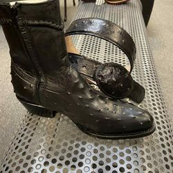 Botines De Piel Con Cierre Y Cinturón 