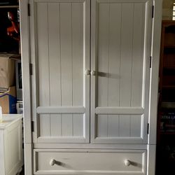 Antique White Wooden Armoire