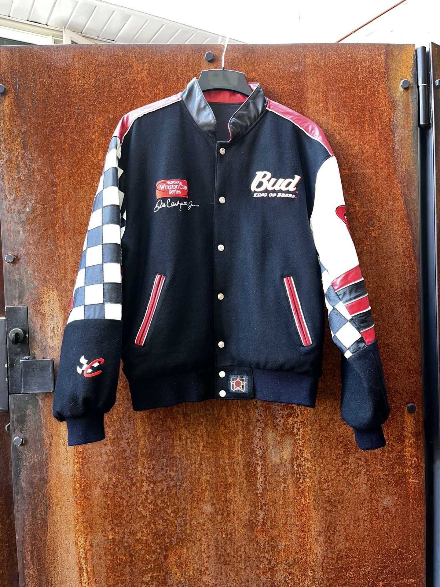 Vintage Dale Earnhardt Jr. Leather Reversible Racing NASCAR Jacket Sz Large