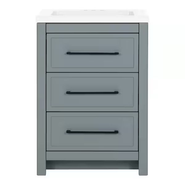 Home Decorators Collection Hailey 25 in. Single Sink Laguna Blue Bath Vanity with White Cultured Marble Top (Assembled)