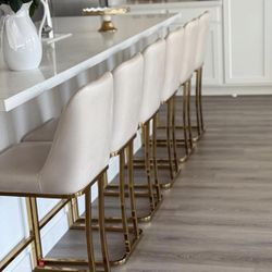 Modern Gold Bar Stools – Set of 4 – Like New