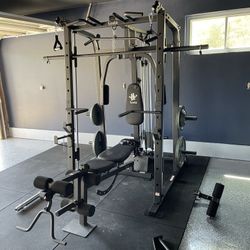 Vesta Fitness Smith Machine 1001 w/Bench Attachment | 245lb Cast Iron Olympic Weights | 7ft Olympic Bar | Fitness | Gym Equipment | FREE DELIVERY 🚚 