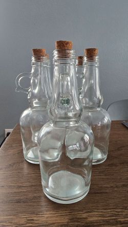 Clear Glass Bottles with Cork Stoppers – Set of 5