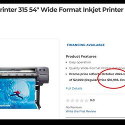 HP Latex Printer 315 Whose Format 54”