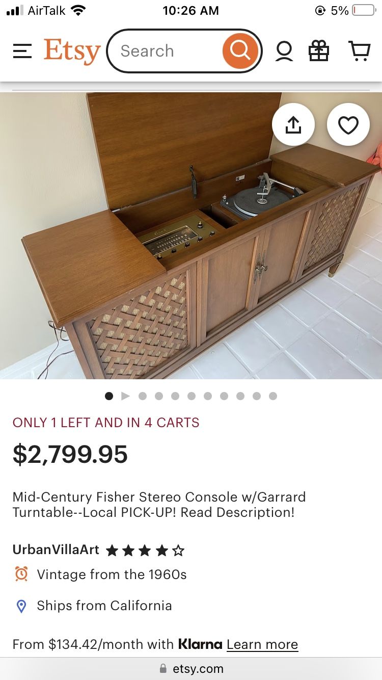 Record Player Fisher Furniture