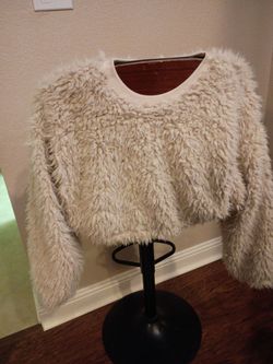 Cream Fluffy Cropped Sweater
