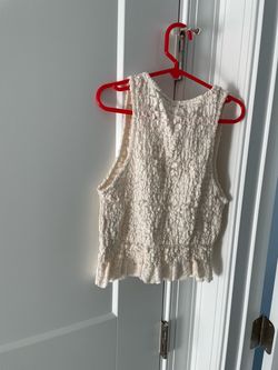Cream Textured Knit Sleeveless Top