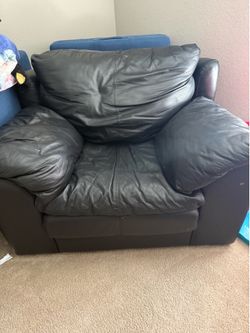 Overstuffed leather armchair- very soft/comfortable!