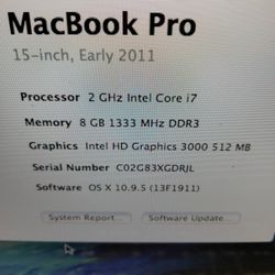MacBook Pro 15 Inch (2011) I7
