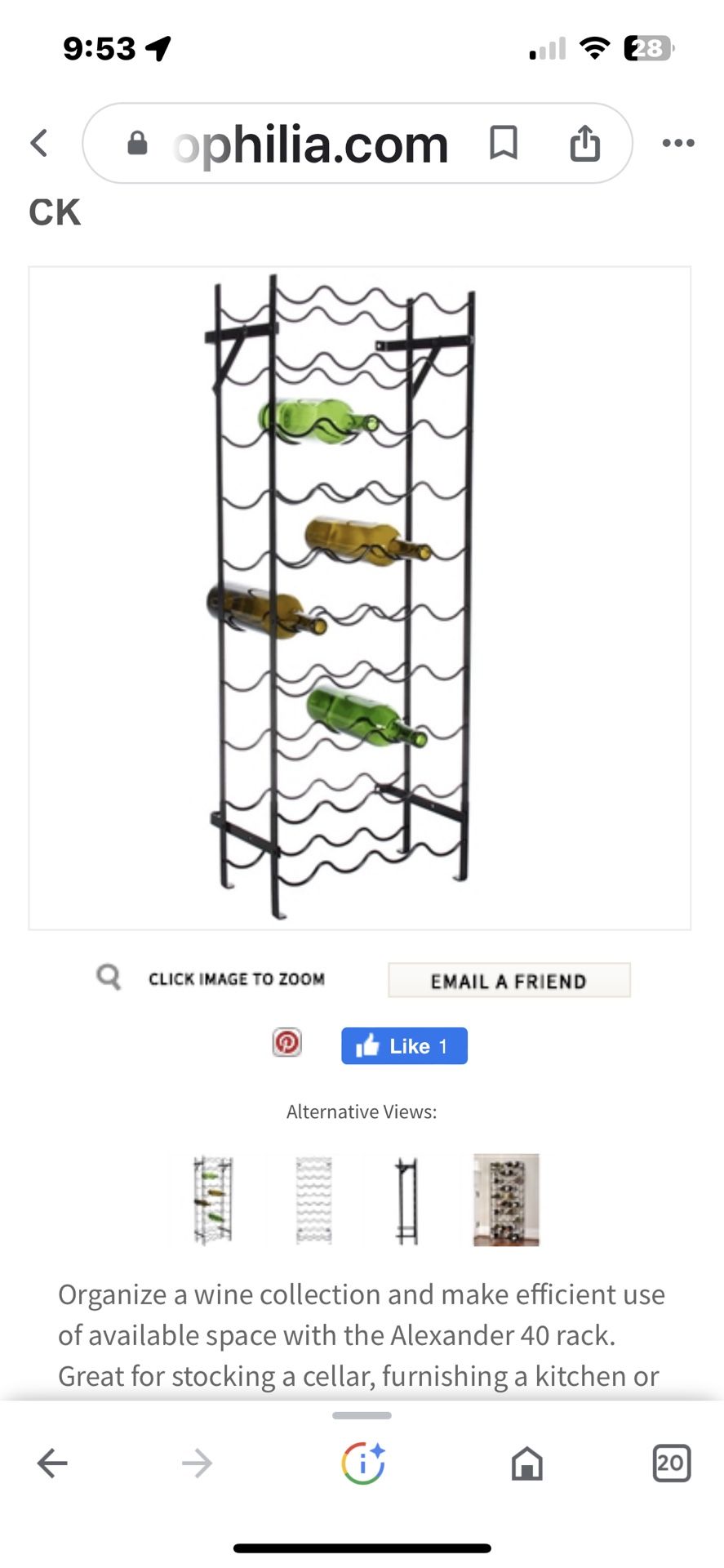 Alexandria 40 Bottle Wine Rack Free Stand Or Mount To Wall