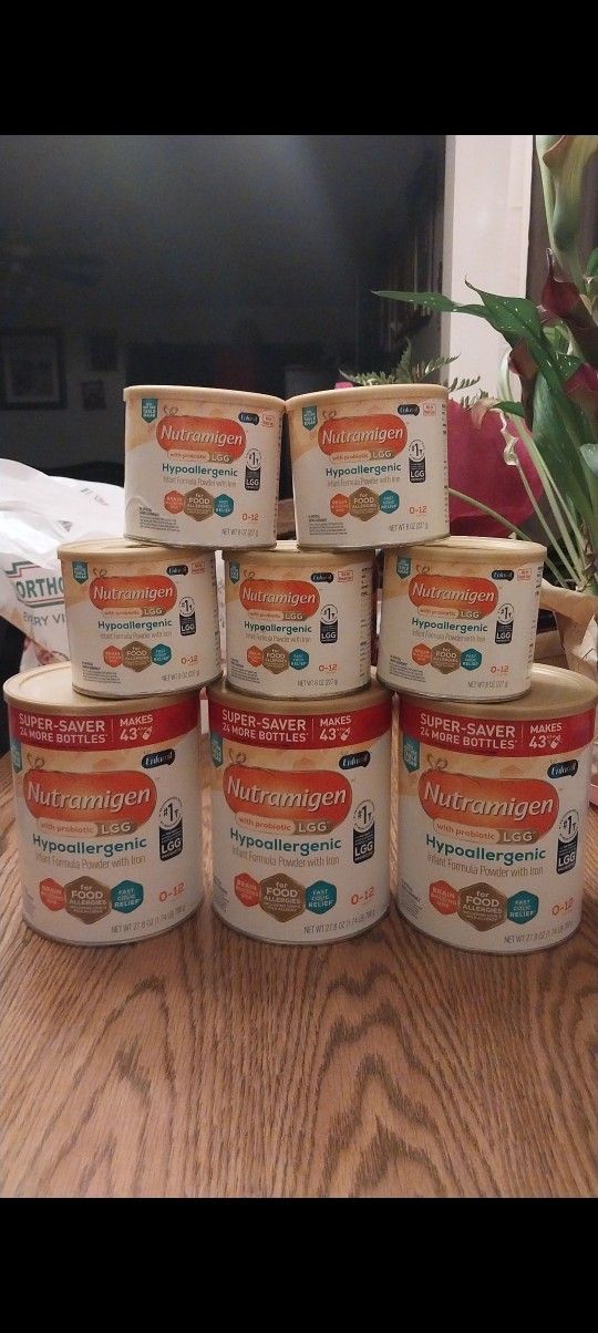 Enfamil Nutramigen LGG Hypoallergenic Powder Infant Formula 
3 BIG 27.8 OUNCE CANS AVAILABLE & 6 
(8 OUNCE CANS AVAILABLE)  AM SELLING ALL FOR $260  
