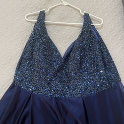 Long  Royal Blue :Cristal Beaded Dress