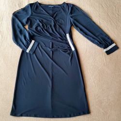 Glamour Slit Sleeve Black Dress With Rhinestones Size 6