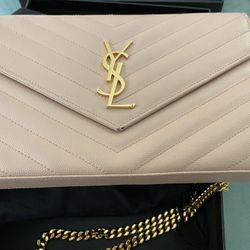 Yves Saint Laurent YSL Medium monogram leather wallet on chain