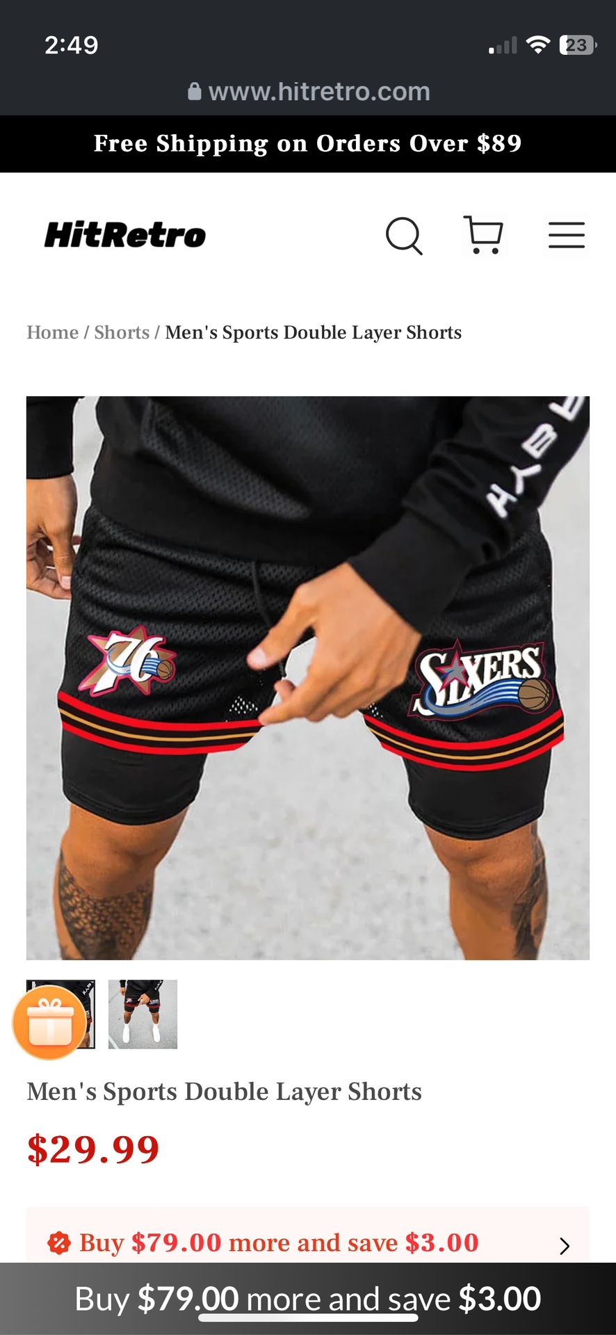Men’s NBA Philadelphia 76ers Workout Layer Shorts
