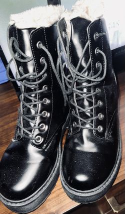 Women’s Black Combat Boots, Size 9