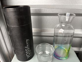 Bedside Water Carafe and Glass Set, 23.6 Oz - Infused Pitcher for Nightstand, Mouthwash Decanter Bottle(Ivory Black)