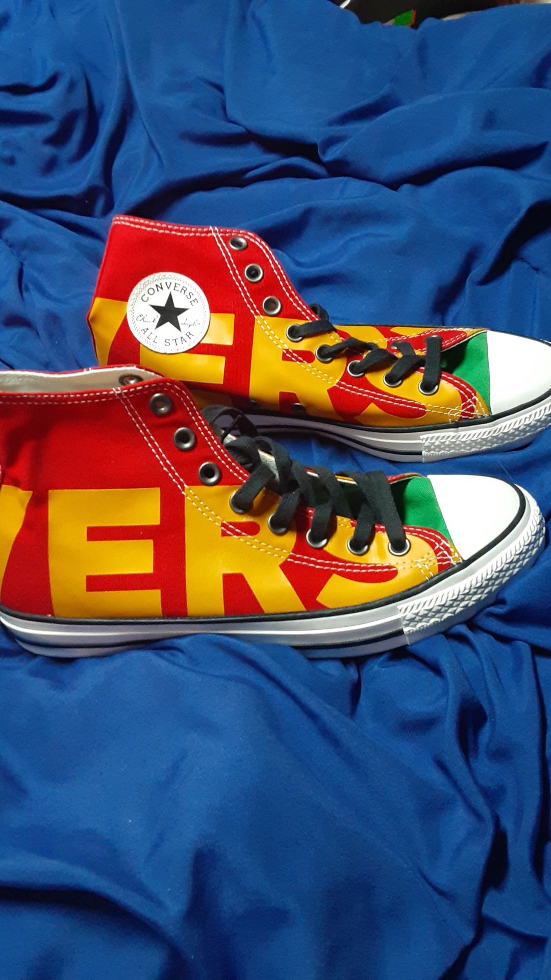 Converse Chuck Taylor All Star HI Wordmark enamel Red Green Yellow 159534F different sizes