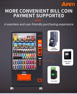 Snack & Drink Vending Machine with Coin and Bill Acceptor, Refrigerated Commercial Vending Machine, 60 Slots