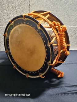 Antique Japanese Taiko Drum - Authentic Gold Lacquer Artwork
