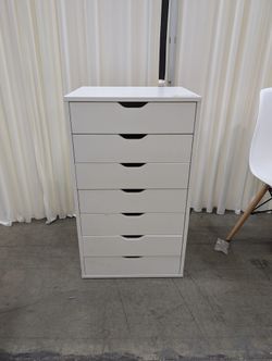 White Six-Drawer Storage Unit with Cut-Out Handles