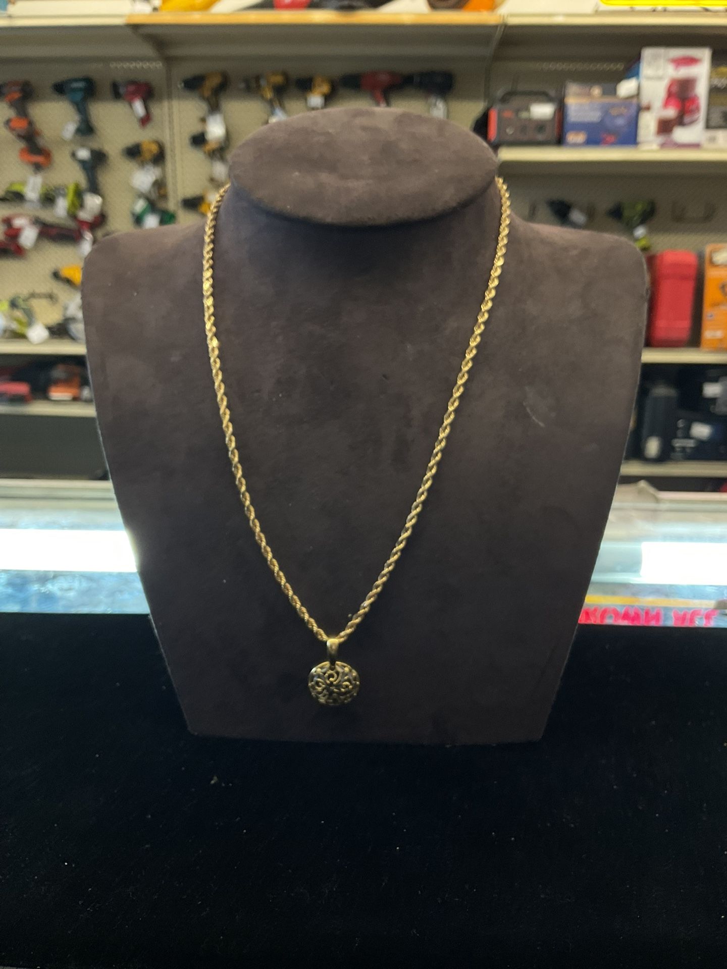 14KT Rope Chain W/ Two-toned Pendant 37241-1