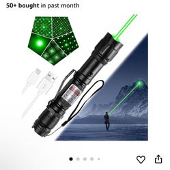 Green Light Flashlight, Long Range Dot Beam Pen Tactical Flashlights with Star Cap Adjustable Focus, Rechargeable for Outdoor Use, TV/LED/LCD Screens,