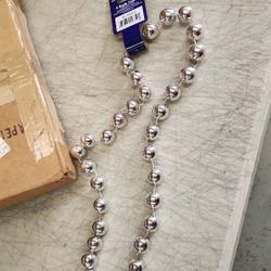 BRWH-B000R4MXRM   Beistle Halloween Party Jumbo Party Silver Bead Necklace 22mm x 40" - 12 Pack (1/Card)