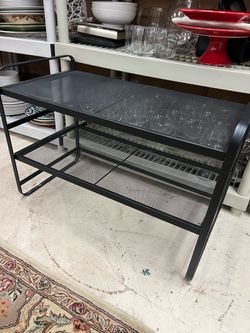 Black Metal Mesh 2-Tier Shoe Rack Bench