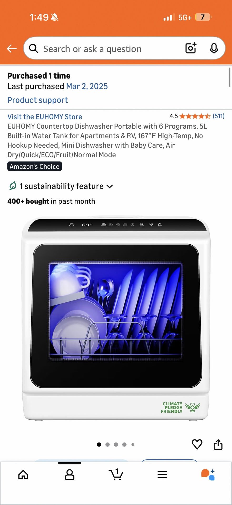 EUHOMY countertop Dishwasher