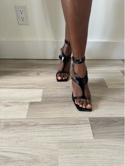 Black Strappy Block Heel Sandals