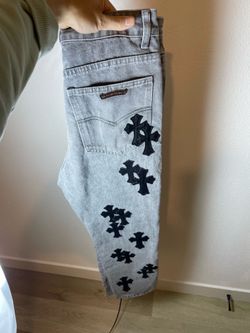 Authentic Chrome Hearts Cross Patch Grey Jeans Size 30/32 Streetwear Denim
