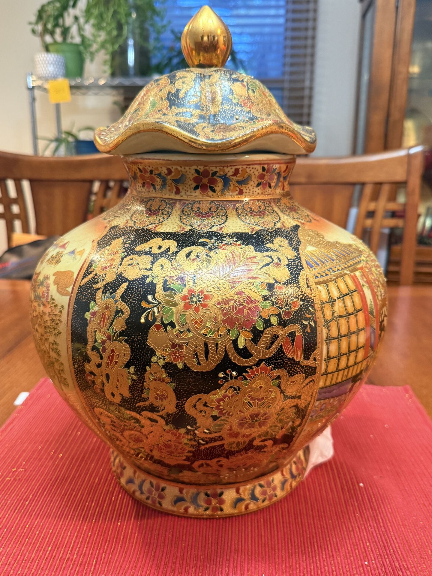Vintage Royal Satsuma Geisha Girls Landscape Porcelain Hand Painted Jar