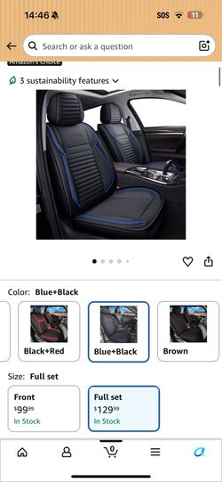 LINGVIDO Full Set Car Seat Covers, Faux Nappa Leather, Airbag Compatible and Waterproof Protectors for Sedans SUVs, Breathable Interior for Active Fam