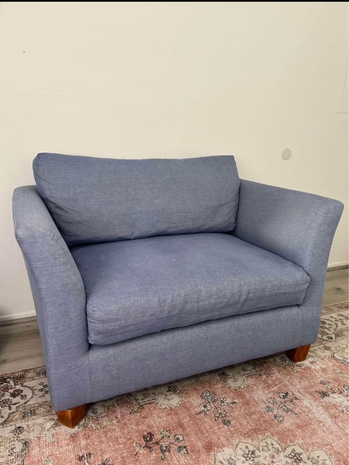 RH Blue Linen Loveseat