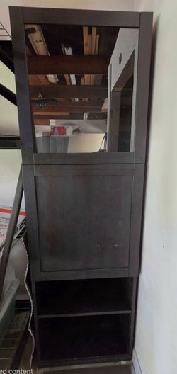 Ikea black Brown Tall Cabinet with Glass Door