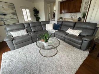 Grey reclining sectional sofa L-shaped