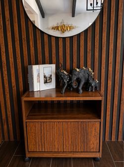 Modern Slat-Door Storage Cabinet with Top Shelf