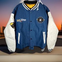 Wiz Khalifa & Logic Vinyl Verse Official Tour Denim Letterman's Jacket Size 2XL