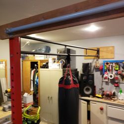 Punching Bag And Rack For Pull Ups.