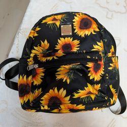 Backpack With Sunflower Print 