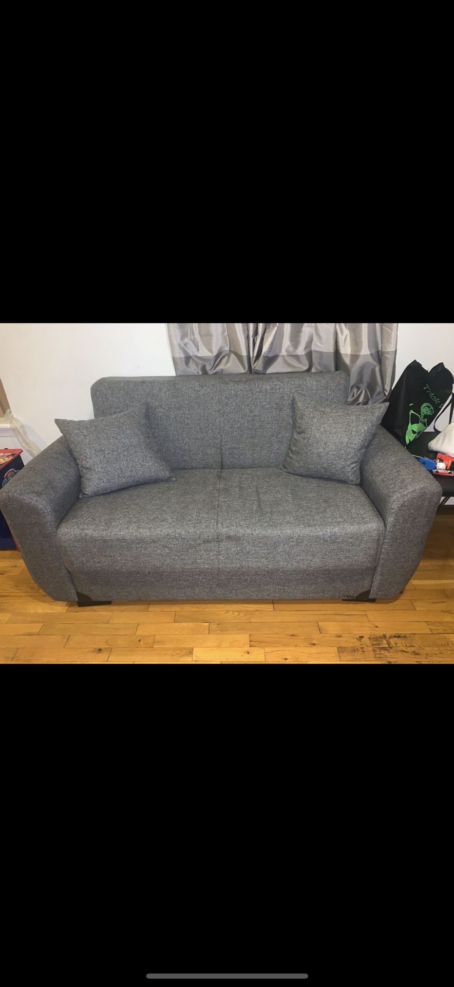 Grey Small Storage / Futon Couch