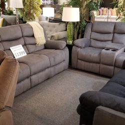 Brand New Manual Reclining Sofa + Loveseat 2PCs Set