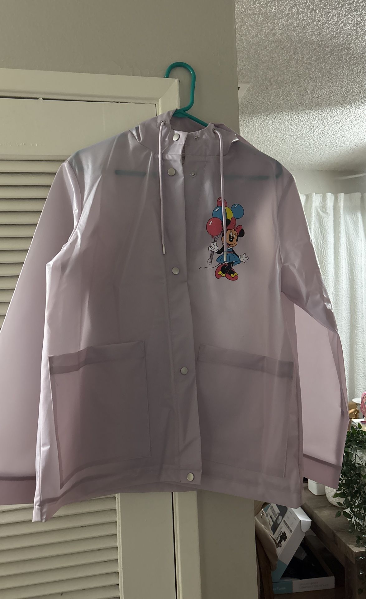 Disney Parks Women's Raincoat Minnie Mouse Hooded Rain Jacket Purple