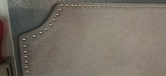 Queen Upholstered Headboard with Silver nailhead trim