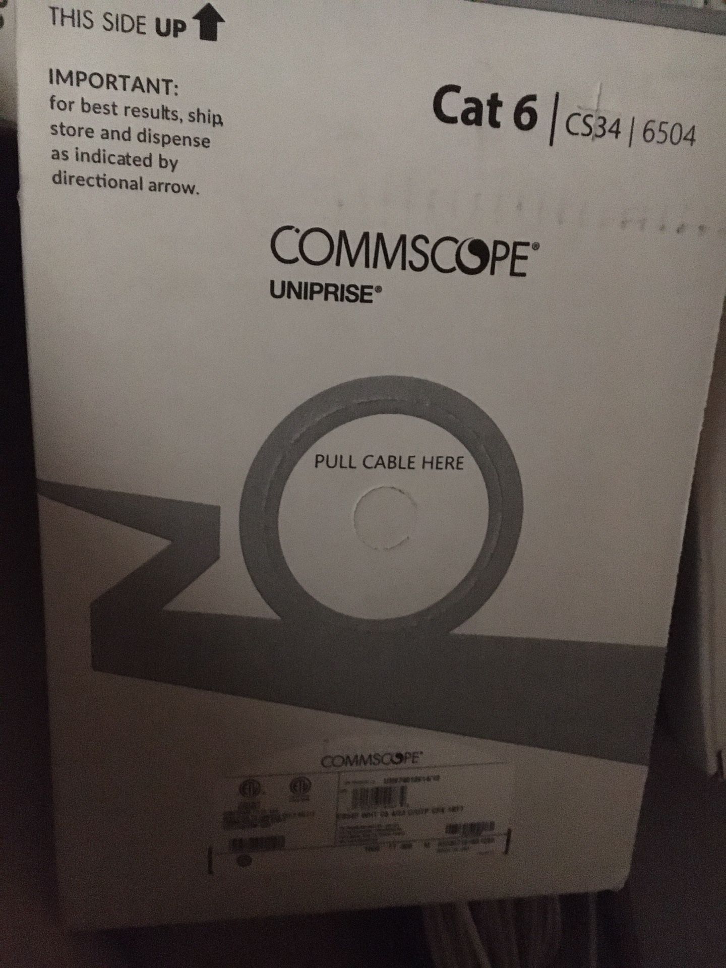Commscope cat 6 cable boxes and Berk-Tek cat 6