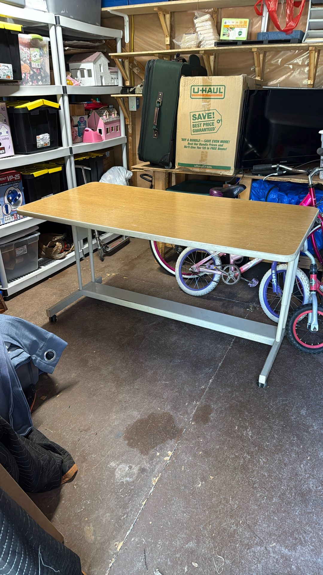 Wooden Table Desk On Wheels