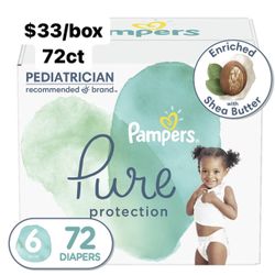 Size 6 (35+ lbs) Pampers Pure (72 Baby Diapers)